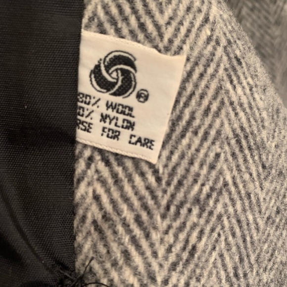 Vintage Herman Kay Black & White Houndstooth Wool Pea Coat Sz S-M - Picture 7 of 10